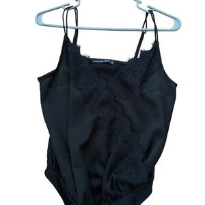 Abercrombie & Fitch Chic Black Lace Trim Chemise Bodysuit